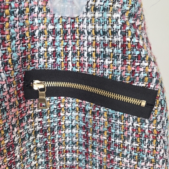 ⭐️Loft Multicolor Tweed Skirt with Zippered Pockets Size 12 - Picture 2 of 4